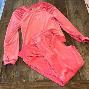 Saturday Sunday by Anthropologie pink velour set. size XS.